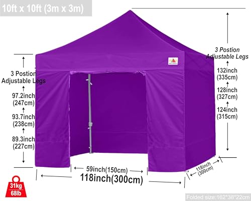 ABCCANOPY Easy Pop Up Canopy Tent with Sidewalls 10x10 Commercial -Series, White