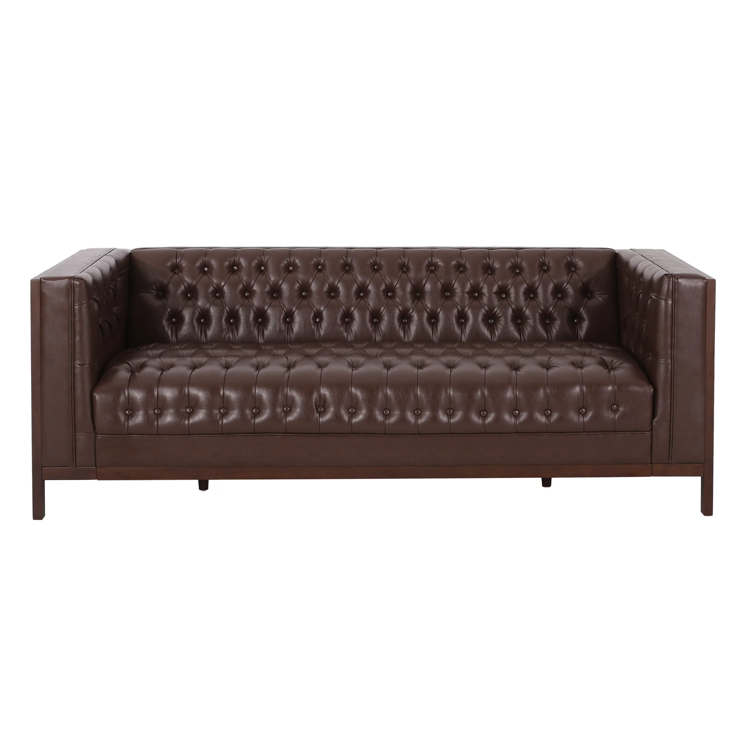 Noble House Tamarisk Sofa, Dark Brown and Espresso Faux Leather