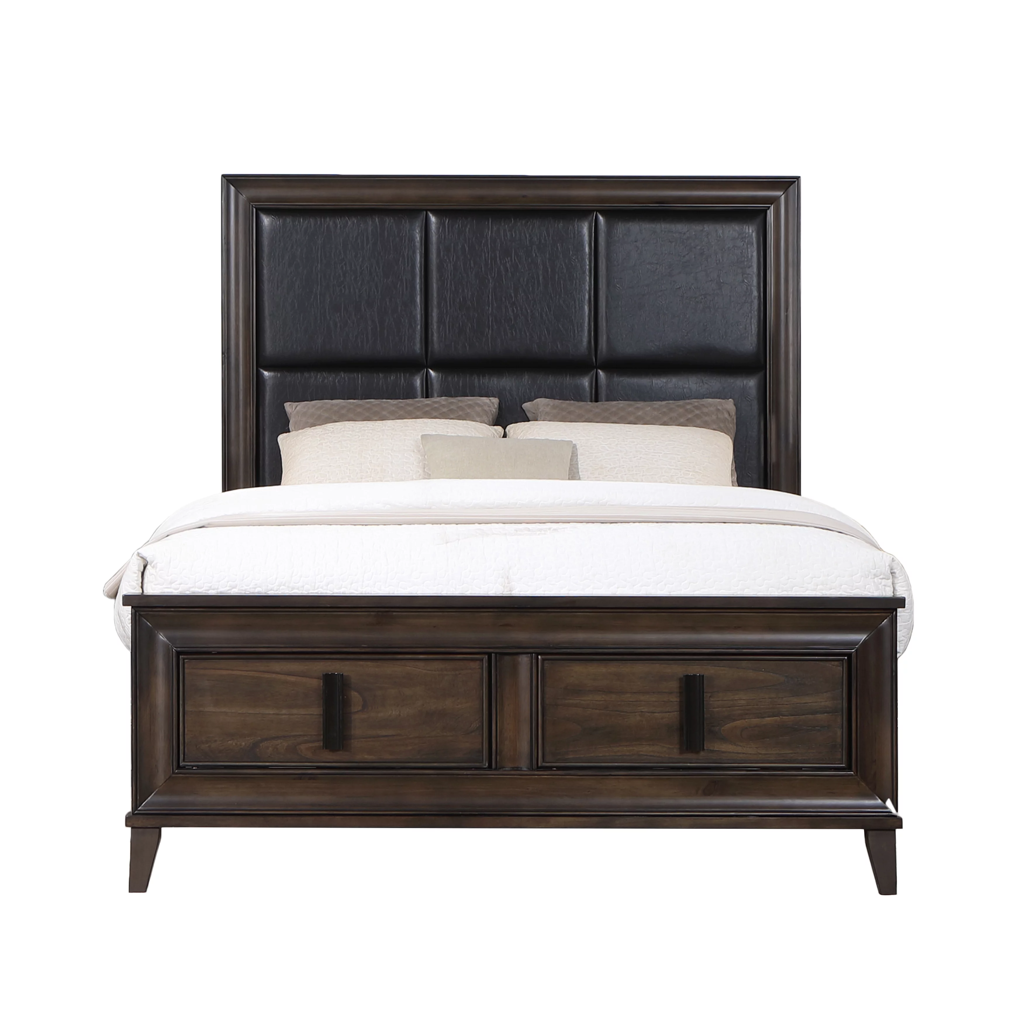 Roundhill Aetheria Contemporary Wood 3-Piece Upholstered Storage Bedroom Set in Dark Brown