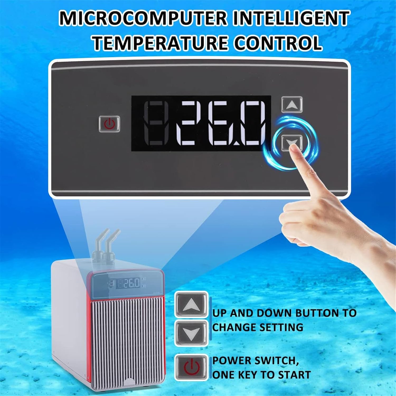 150W Aquarium Chiller, 160L Water Chillers, Hydroponic Cooler Fish Tank Cooling System for Axolotl Coral Reef Shrimp Freshwater Saltwater Plant