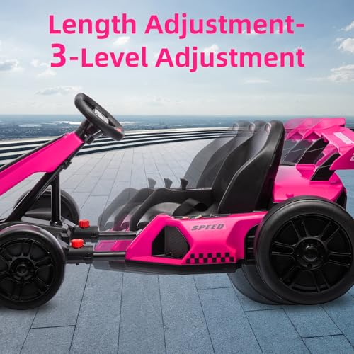 24V Electric Go Kart for Kids，Powerful Drift Kart with 2 * 150W Motors, Adjustable Seat
