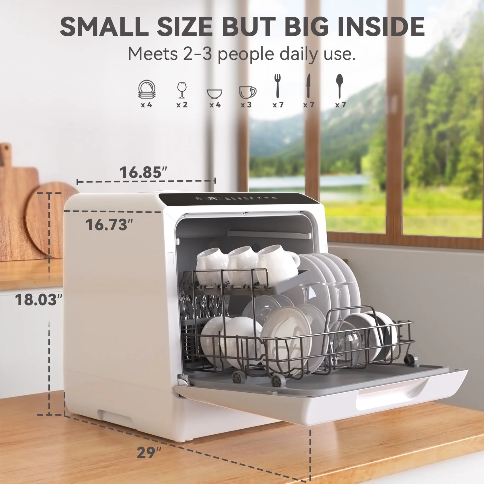 Hermitlux Portable Countertop Dishwasher, 5 Washing Programs Mini Dishwasher with 5-Liter Water Tank, HMX-DW04