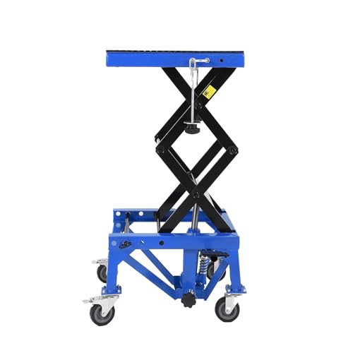 Hydraulic Motorcycle Lift Jack 350LBS, Foot Operated Scissor Lift Table for ATV Dirt Bike, Heavy-Duty Steel Stand with Safety Lock & Wheels