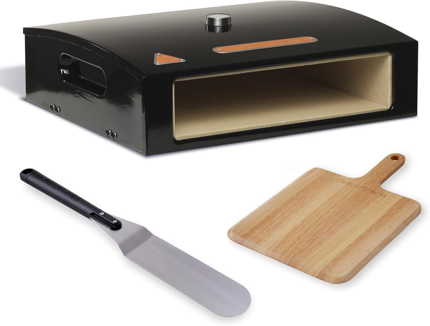 BakerStone Pizza Oven Box Kit for Grill Top, Outdoor Pizza Oven 5-sided Stone Baking Chamber with Wood Pizza Peel