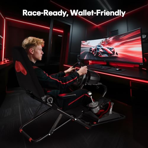 RACGTING Racing Simulator Cockpit for G920 G29 G923, Foldable Racing Simulator for Thrustmaster T248X T248 T300 T150 458 TX Xbox PS5 PS4 PC (Black)