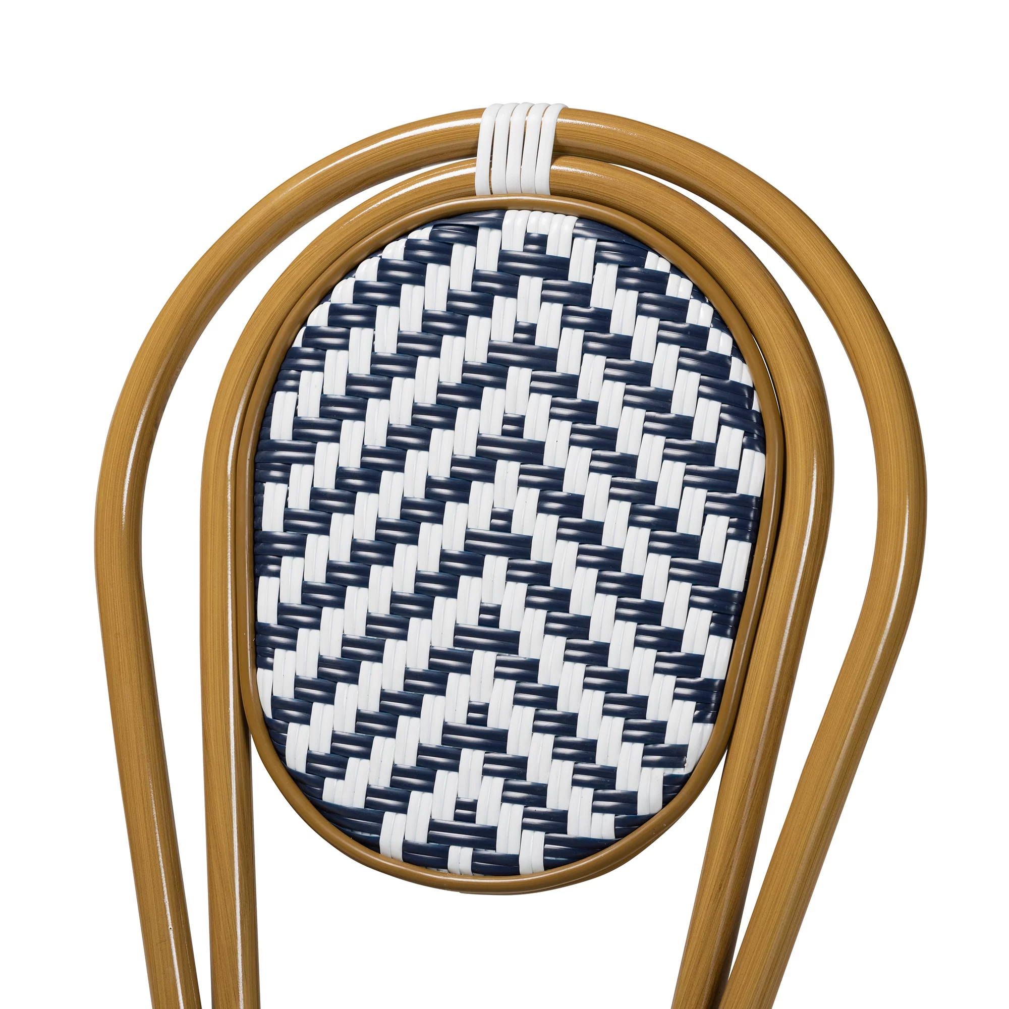 Baxton Studio Alaire Indoor and Outdoor Dining Chair - Wicker - Set of 2 - Stacking - Blue and White - Radiant Selections
