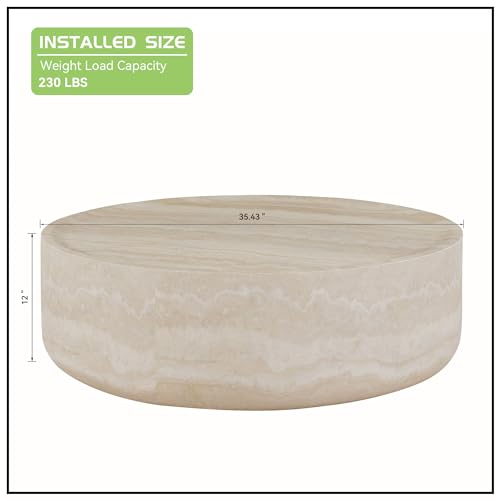 JUSTONE 15.75 ''Round Coffee Table, Accent End Table for Living Room Office Apartment, Modern Minimalist Side Table with Faux Marble Pattern