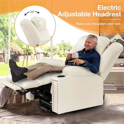 Triple Motor Large Power Lift Recliner Chair for Elderly with Heat and Massage, Lay Flat Lift Chairs for Seniors Infinite Position, Extended Footrest