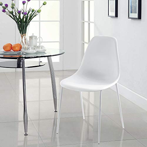 POLY & BARK Isla Modern Kitchen Chairs Set of 4 - Plastic Dining Chair with Metal Legs