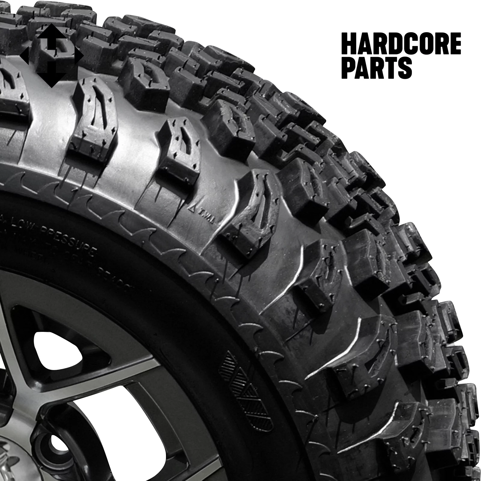 Hardcore Parts 6” Heavy Duty Double A-Arm Suspension Lift Kit for Club Car DS Golf Cart (2004.5-Up) with 12" Machined/Gunmetal 'Rally' Wheels and