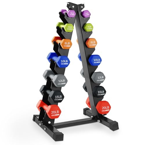 HolaHatha Neoprene Dumbbell Free Hand Weight Set with Rack, Ideal for Home Exercises to Gain Tone and Definition