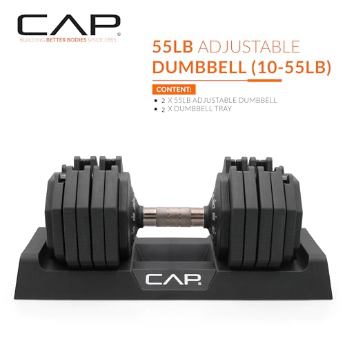 CAP Barbell ADJUSTABELL Adjustable 55 lb Hex Dumbbell Weights - Singles & Pairs | Multiple Handle Options