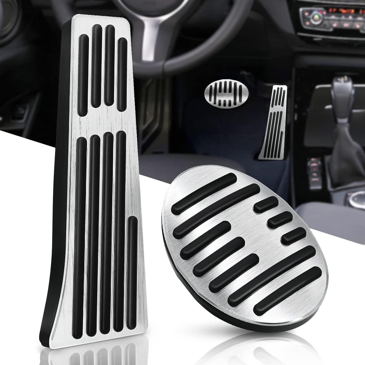 KVR Foot Pedal Pads No Drilling Aluminum Gas Brake Pedal Covers for Some Models BMW 1 2 3 4 5 6 7 Series X3 X4 X5 X6 X7 Automatic Car Accelerator