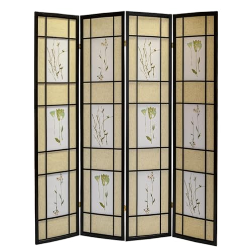 Legacy Decor 3 Panels Room Divider - Portable & Foldable Freestanding Room Privacy Screen - 71” Tall Botanical Floral Dressing Screen