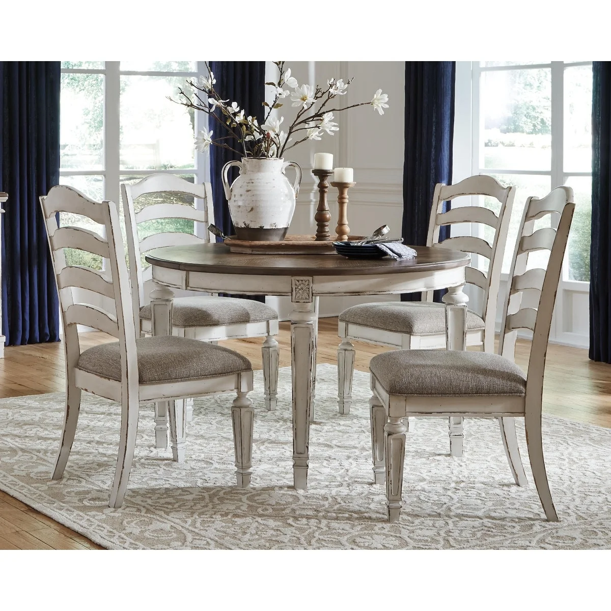 Signature Design by Ashley  Nettle Bank Chipped White Dining Room Chair (Set of 2)