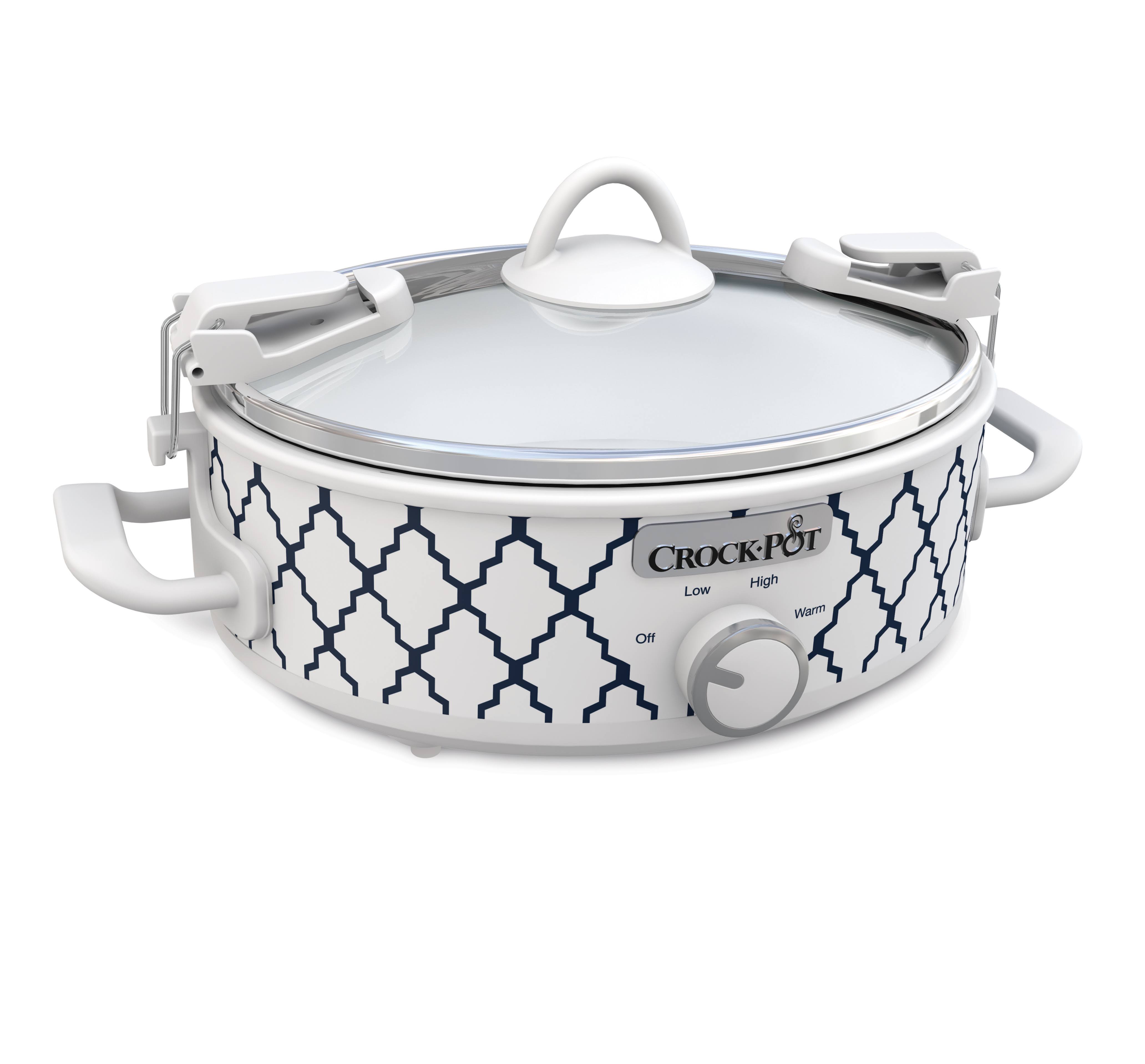 Crock-pot Casserole Crock Oval Slow Cooker - White/Blue - 2.5 qt