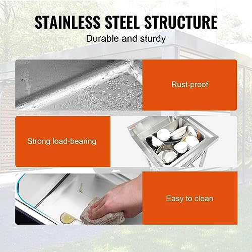 VEVOR Stainless Steel Utility Sink, 1 Compartment Free Standing Small Sink w/Workbench Faucet & legs