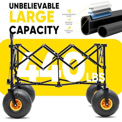 Heavy Duty Beach Wagon with 9" Big Sand-Proof Wheels – 440lb Capacity