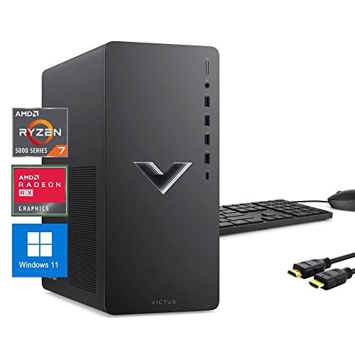 HP Victus Gaming PC, AMD Ryzen 7 5700G (8 cores, 16 Threads), 32 GB RAM, 2 TB PCIe SSD, Radeon RX 6600XT, Gaming Computer Desktop Bundle, USB C