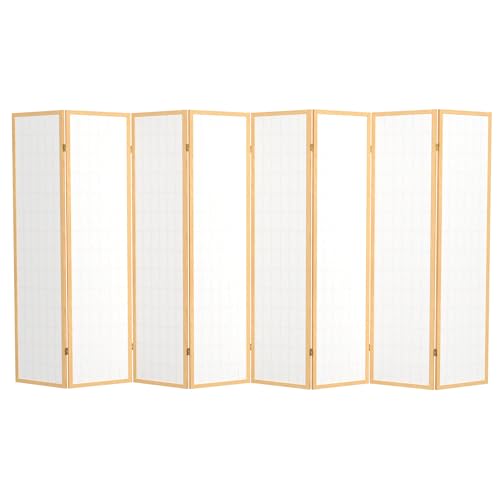 Red Lantern 6 ft. Tall Window Pane Shoji Screen-Natural-4 Panels Room Divider