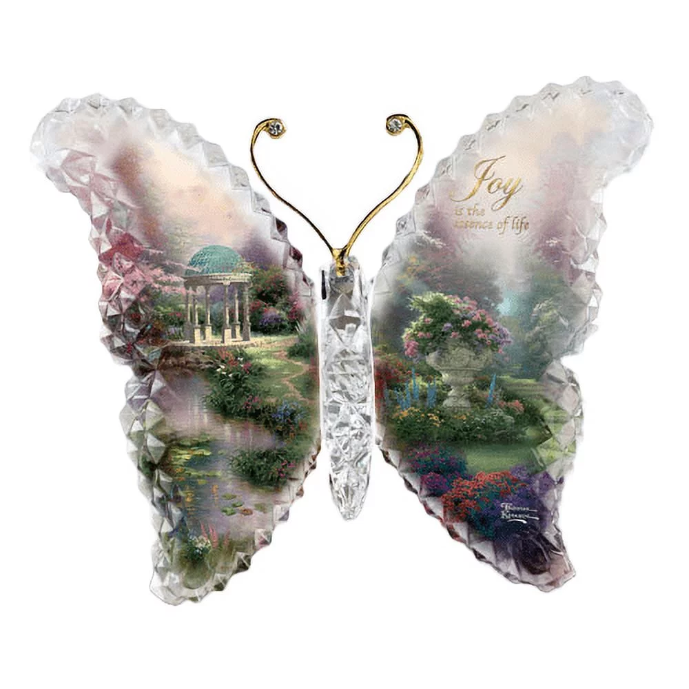 The Bradford Exchange Garden of Paradise Crystalline Butterfly Sculpture Collection JOY by Thomas Kinkade 4.5-inches - Curated Treasures Market