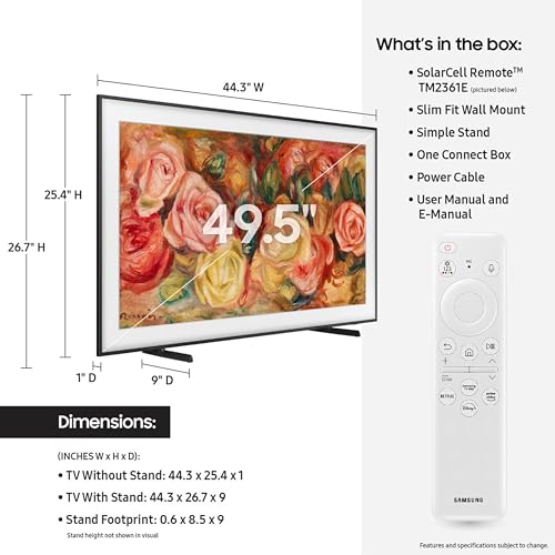 SAMSUNG 75-Inch Class QLED 4K LS03D The Frame Series Quantum HDR Smart TV w/Dolby Atmos, Art Mode, Anti-Reflection, Customizable Frame