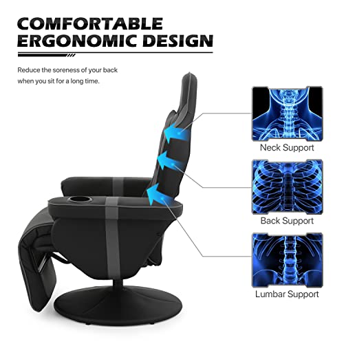 MoNiBloom Video Gaming Chair Racing Style Single Living Room Sofa Recliner with Detachable Headrest
