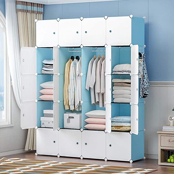 YOZO Cube Storage Organzier Portable Closet Wardrobe Bedroom Dresser (71x14x71 inches) Portable Closet Cube Shelf Armoire Pantry Cabinet, 25 Cubes