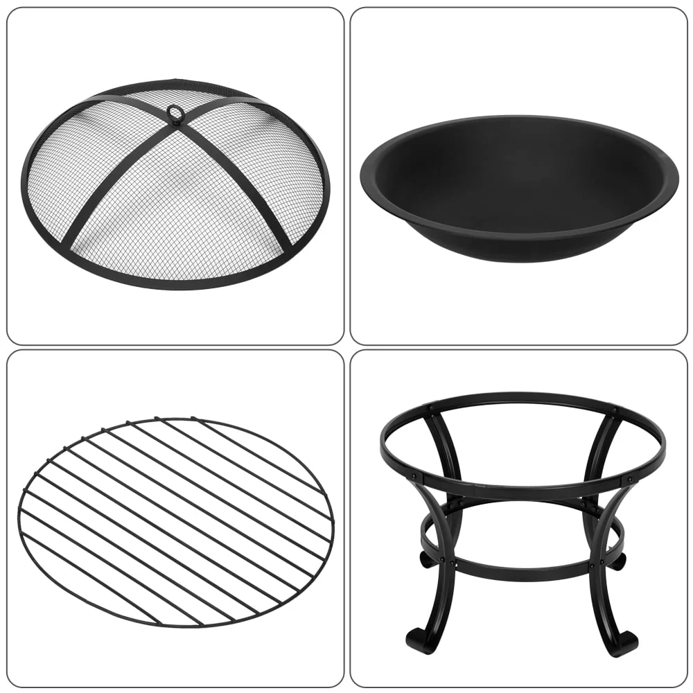 UBesGoo 32 Wood Burning Firepit Garden Square Fire Pit Stove Fire Bowl Patio Firepits Outdoor Black