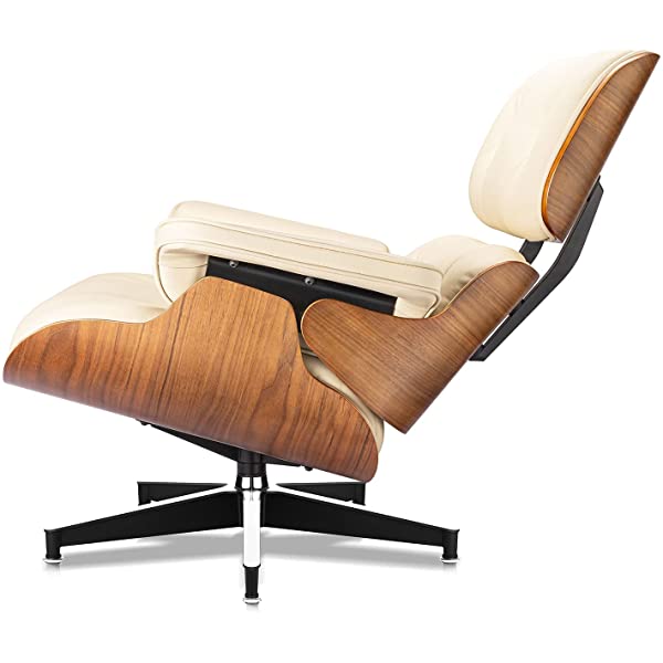 Mid Century Lounge Chair and Ottoman, Modern Chair Classic Design, Top Grain Leather Palisander Wood, Heavy Duty Base Support for Living Room, Study
