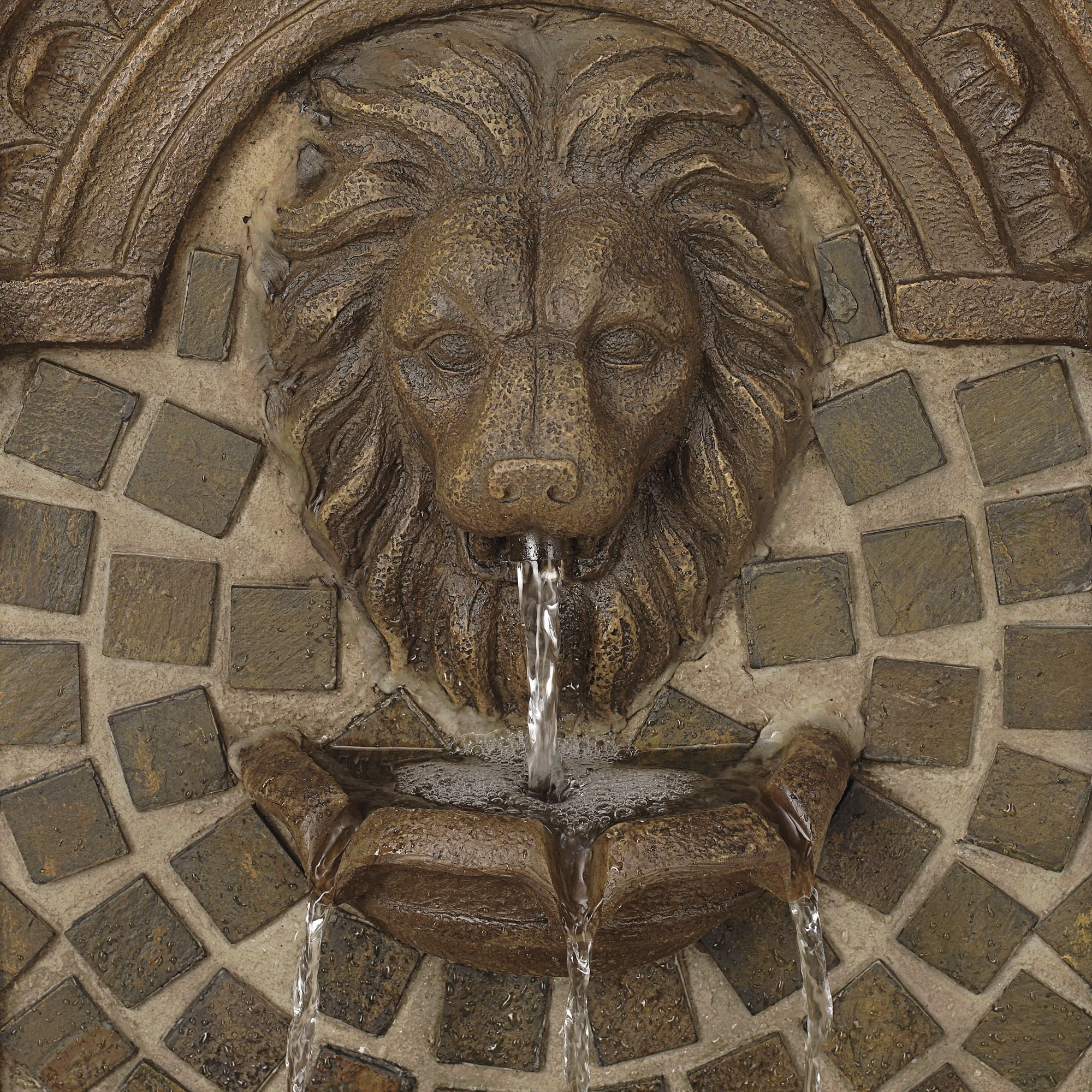 John Timberland Royal Lions-Head Rustic 3 Tier Outdoor Wall Water Fountain with LED Light 51" for Yard Garden Patio Home Deck Porch House Exterior