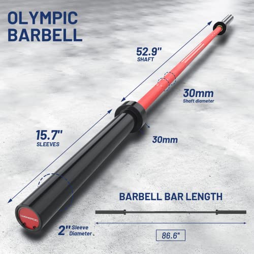 7ft Olympic Barbell 40LB Bar Load 700lbs Capacity Available Men's Barbell with Hard Chrome Sleeves for 2" Olympic Plates