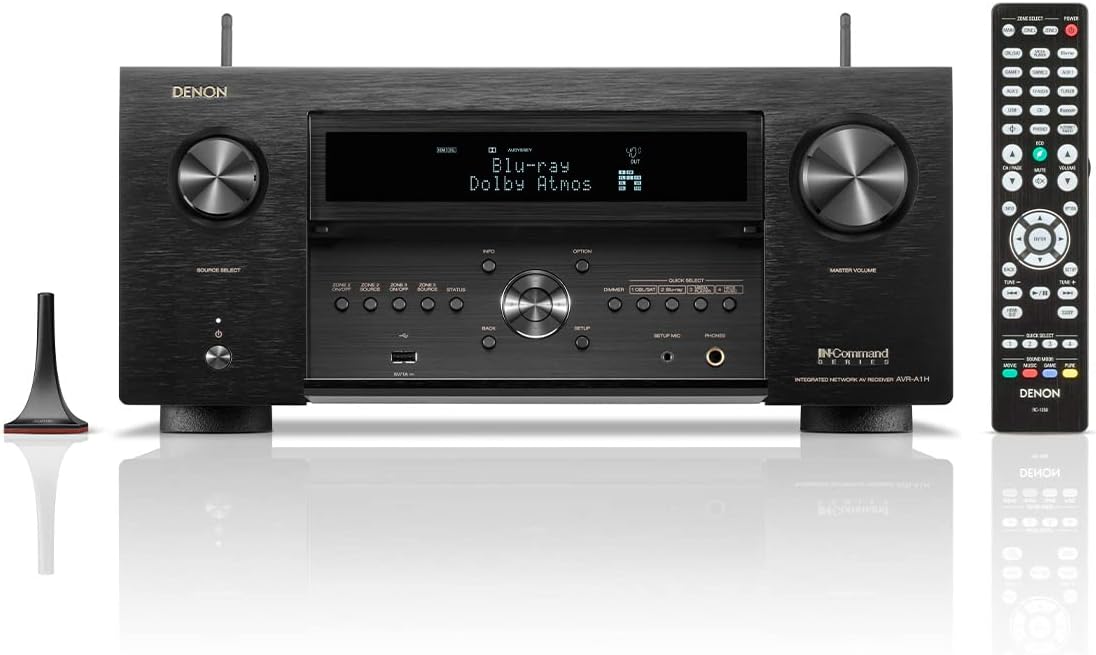 Denon AVR-A1H 15.4-Ch Receiver (150W X 15) - 4K/120 and 8K Home Theater Receiver (2022), Wireless Streaming via Bluetooth, Wi-Fi & HEOS Multi-Room