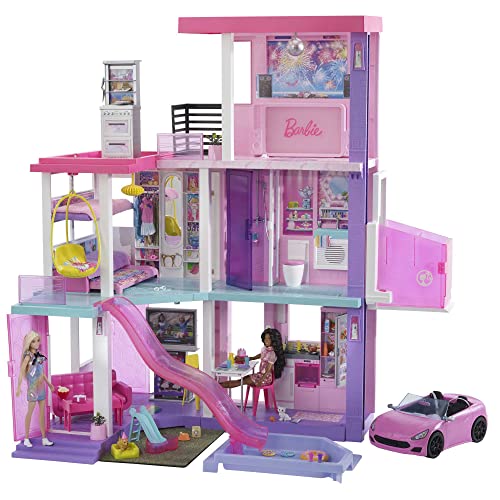 Barbie 60th Celebration DreamHouse Doll House Playset (3.75-feet) with 2 Exclusive Dolls, Car, Pool, Slide, Elevator, Lights & Sounds