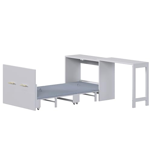 Ball & Cast Queen Size Murphy Bed Hideaway Wall Chest with Top Shelves & USB,Storage Cabinet Bed Frame w/Slat Support