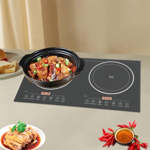 Portable Electric Induction Cooker And Ceramic-Cooker Cooktop Countertop Double Burner Setting Countertop Burner w/8 Gear Firepower