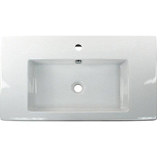 Nameeks CAN02011 Tecla 31-1/2x22 Ceramic Wall Mounted / Drop in Bathroom Sink with White / Three Hole