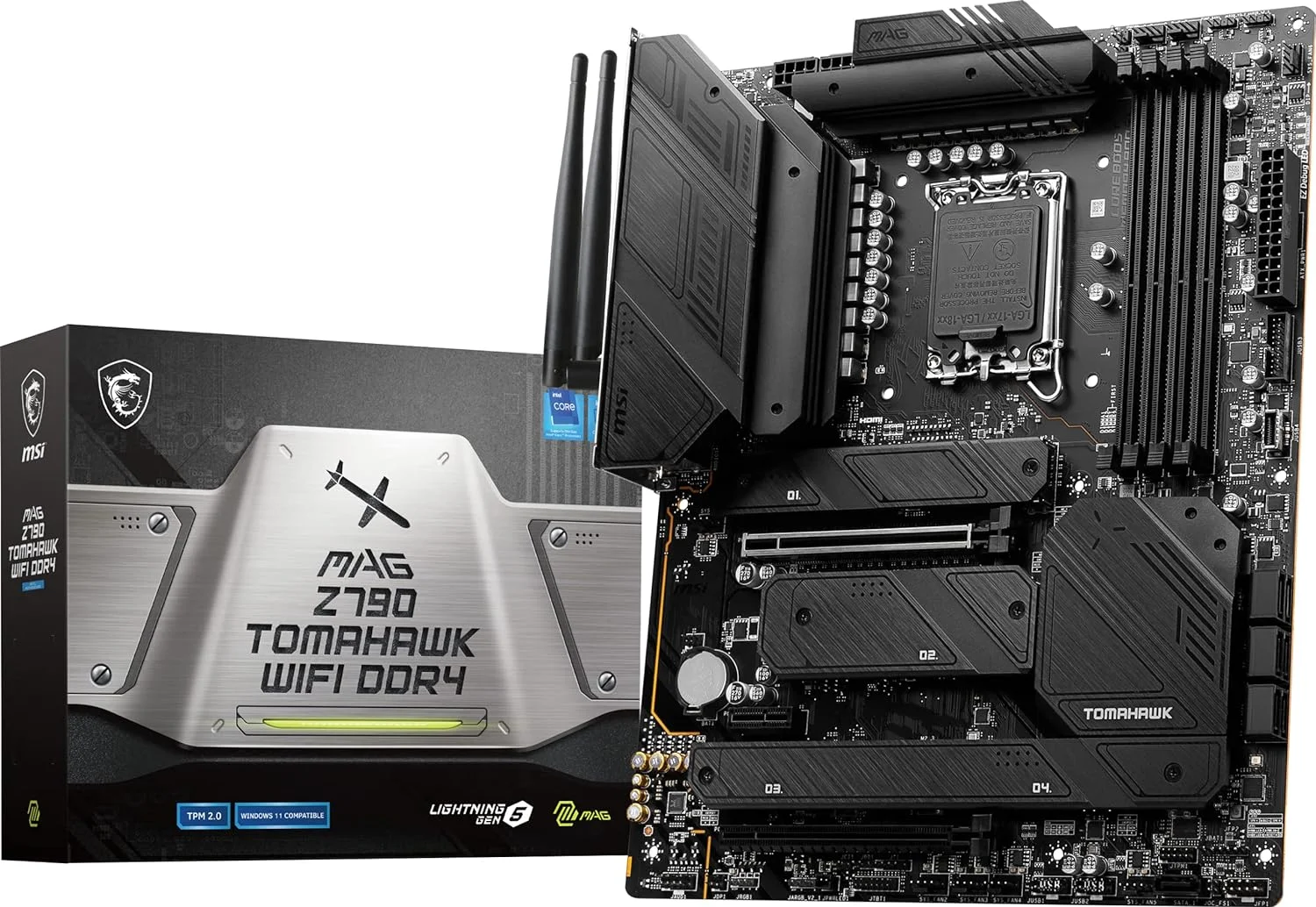 Used MSI MAG Z790 Tomahawk WiFi DDR4 Computer Gaming Motherboard (Supports 12th/13th Gen Intel Processors, LGA 1700, DDR4, PCIe 5.0, M.2, LAN