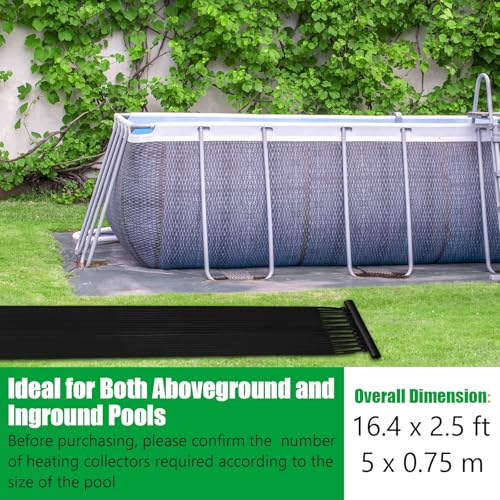 IRONMAX Solar Pool Heater, 2.5 x 16.5 Feet In-Ground/Above-Ground Swimming Pool Heating System, Weatherproof Pool Warmer