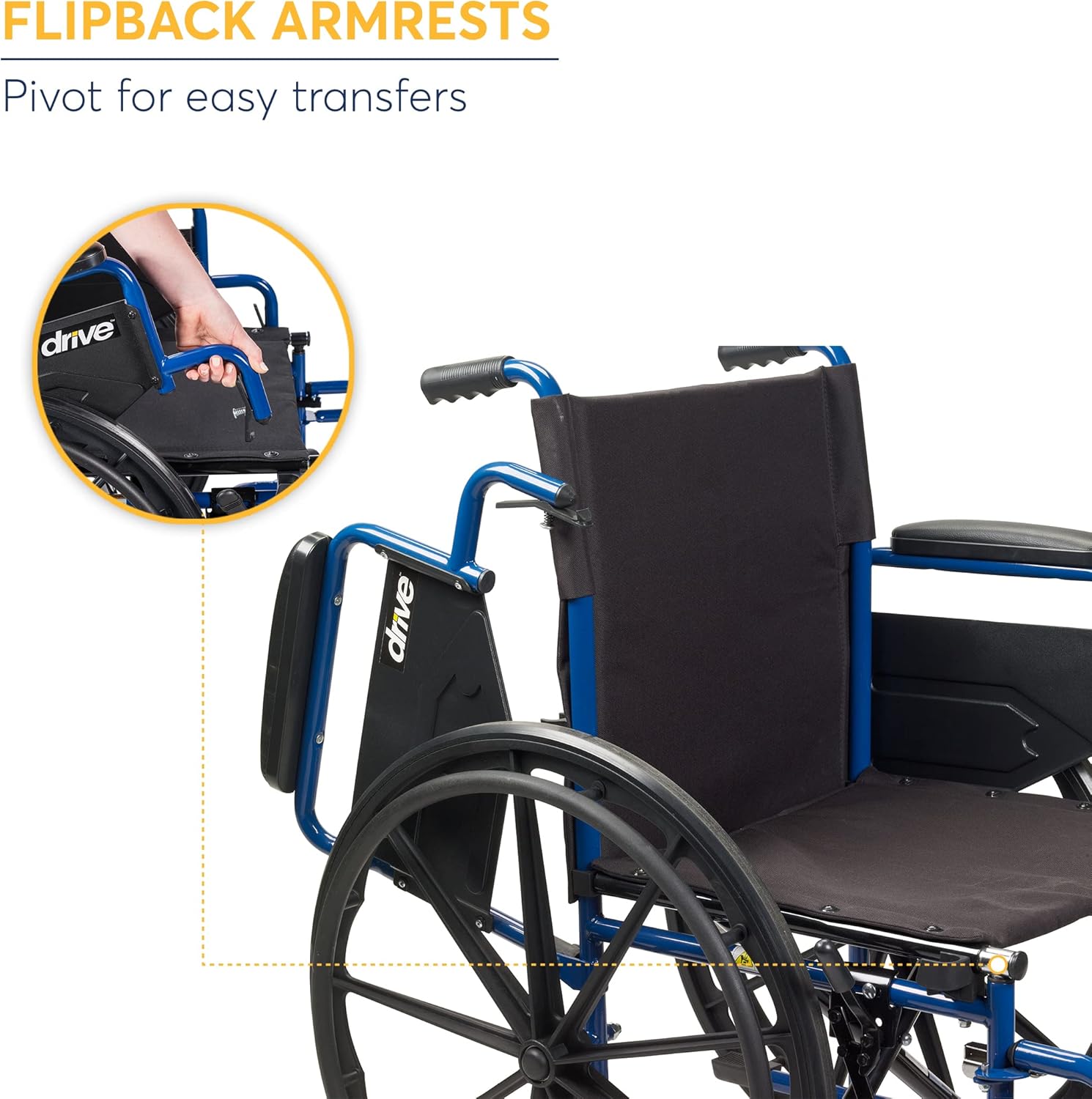 Drive Medical BLS18FBD-ELR Blue Streak Lightweight Wheelchair with Swing-Away Elevating Leg Rests and Flip-Back Arms & 14886 Skin Protection Gel "E"