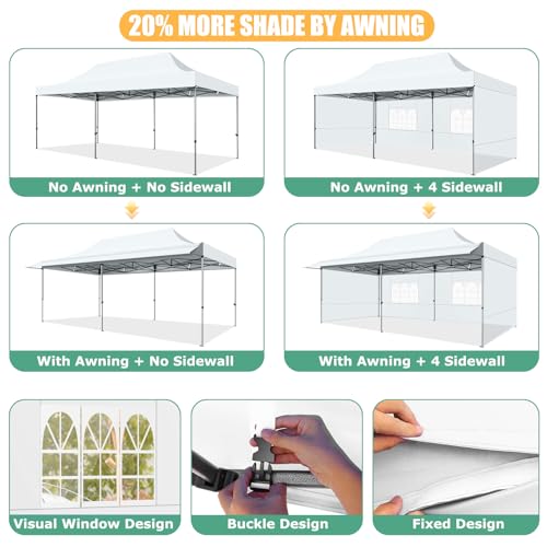 COBIZI 10x10 Pop Up Canopy Tent with Awning