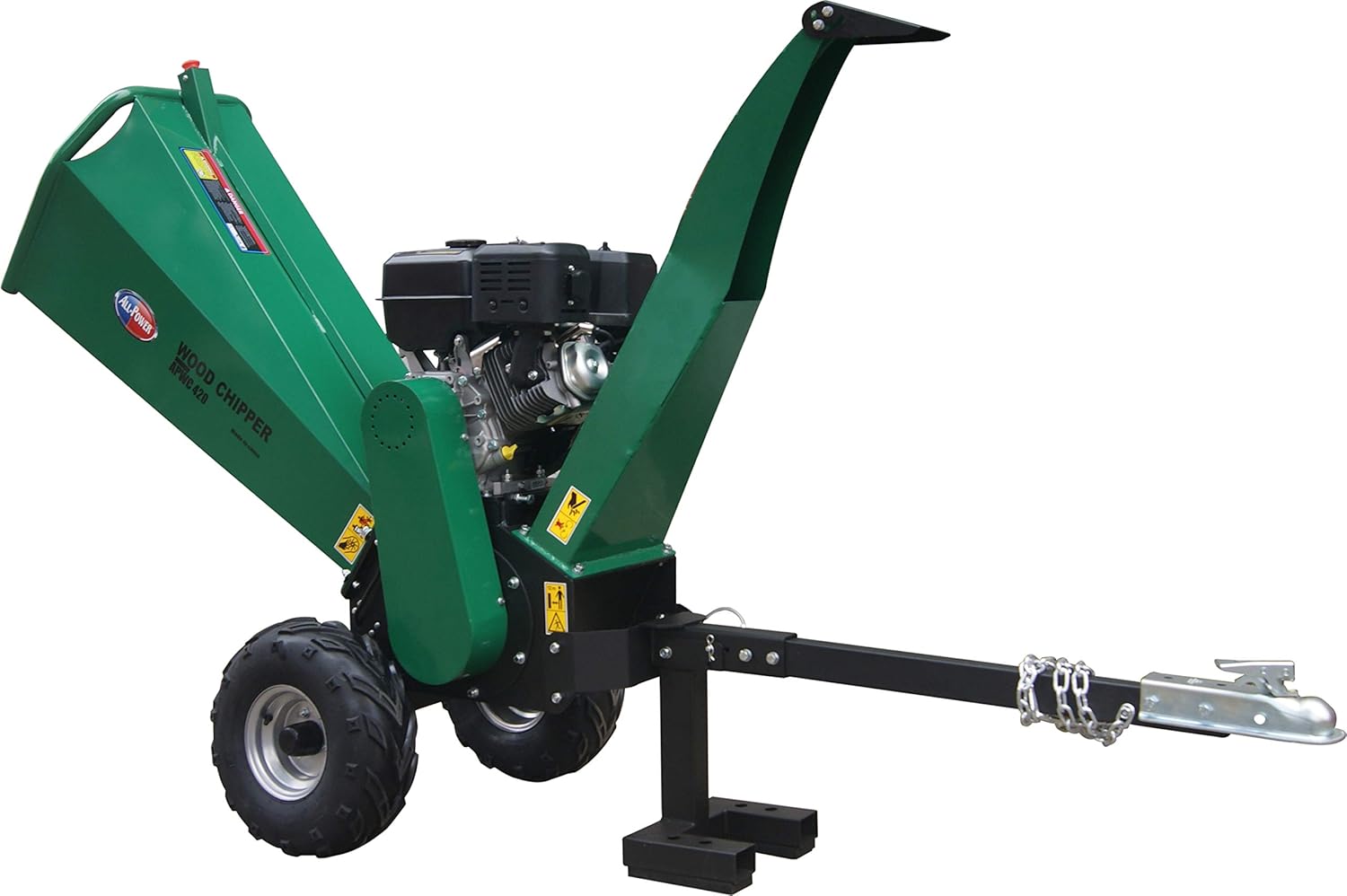 All Power America APWC420 Heavy Duty Durable Wood Chipper Shredder Mulcher-Max 6 Inch Cutting Diameter Capacity Gas Powered, 15HP 420cc, 6 inch