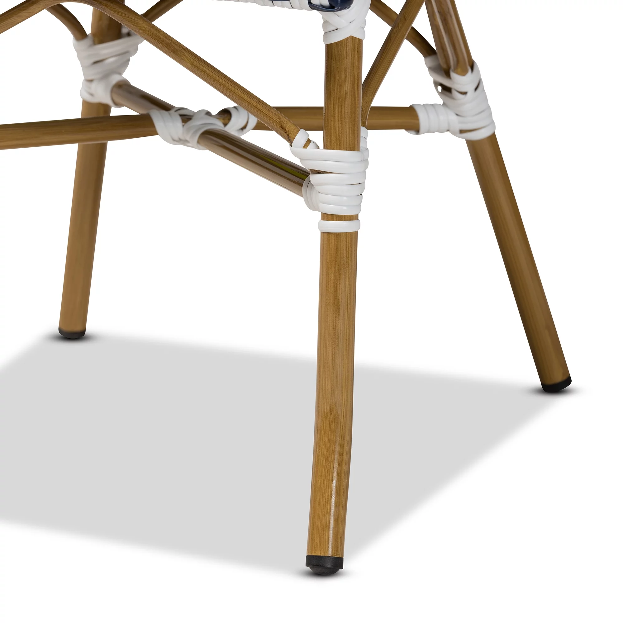 Baxton Studio Alaire Indoor and Outdoor Dining Chair - Wicker - Set of 2 - Stacking - Blue and White - Radiant Selections