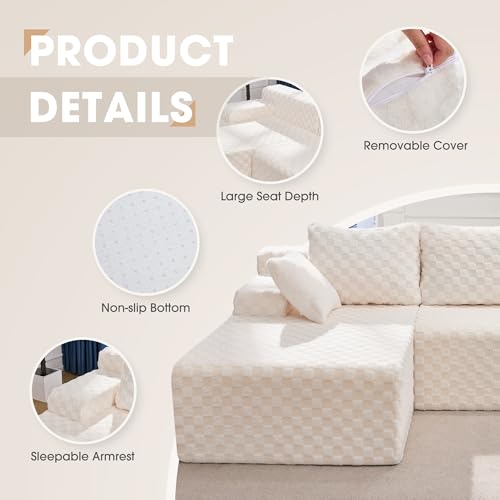 Modular Sectional Sofa Couches L-Shape Couch 3 Seat Modular Sofa Memory Foam Sectional Couches for Living Room
