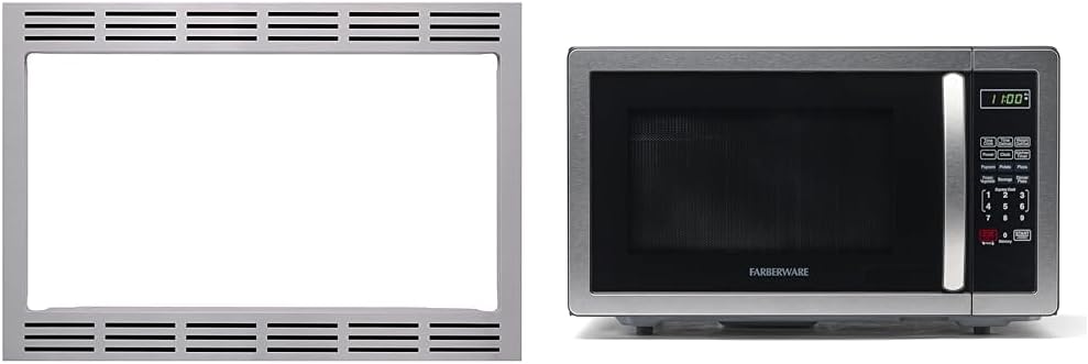 Panasonic NN-TK922SS 27-inch Trim Kit for 2.2 cu ft Microwave Ovens, 27 inch, Stainless Steel & Farberware Countertop Microwave 1000 Watts
