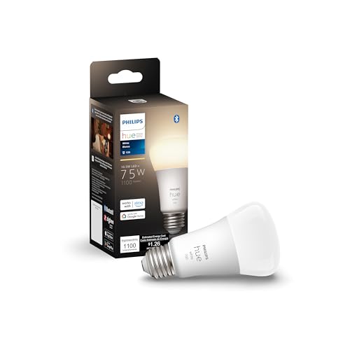 Philips Hue 75W A19 White and Color Ambiance LED Smart Color-Changing Bulb - Pack of 4 - E26 Indoor - Control with Hue App - Compatible with Alexa