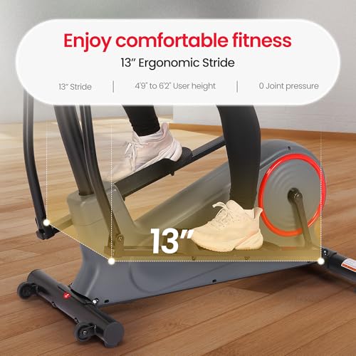 Elliptical Exercise Machine Elliptical Machine for Home with 8 Levels Adjustable Resistance LCD Monitor Pulse Monitor 13IN Stride 300 LBS Weight