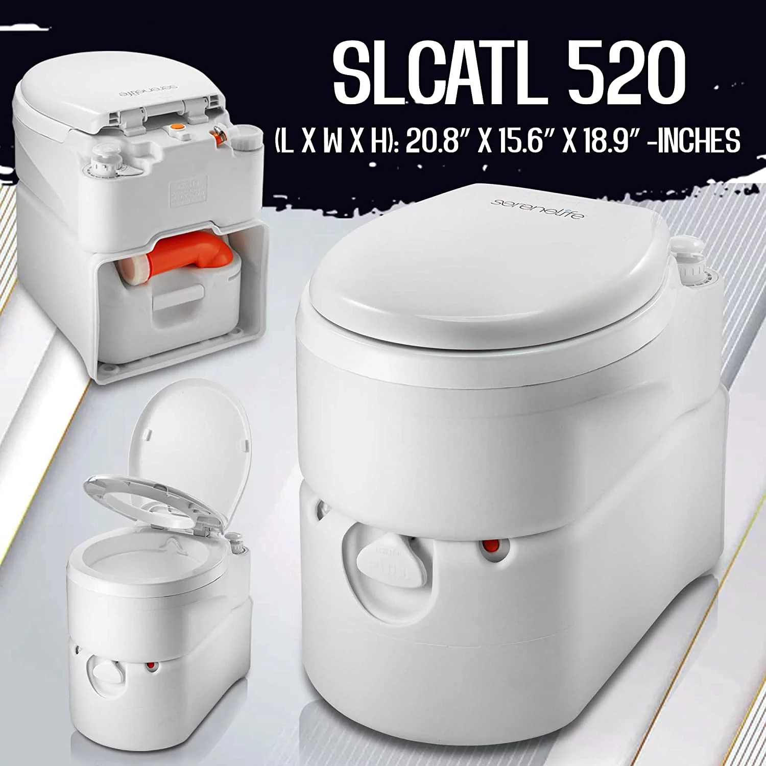 SereneLife Brand Outdoor Portable Cassette Toilet W/ Detachable Waste Holding Tank & Level Indicator