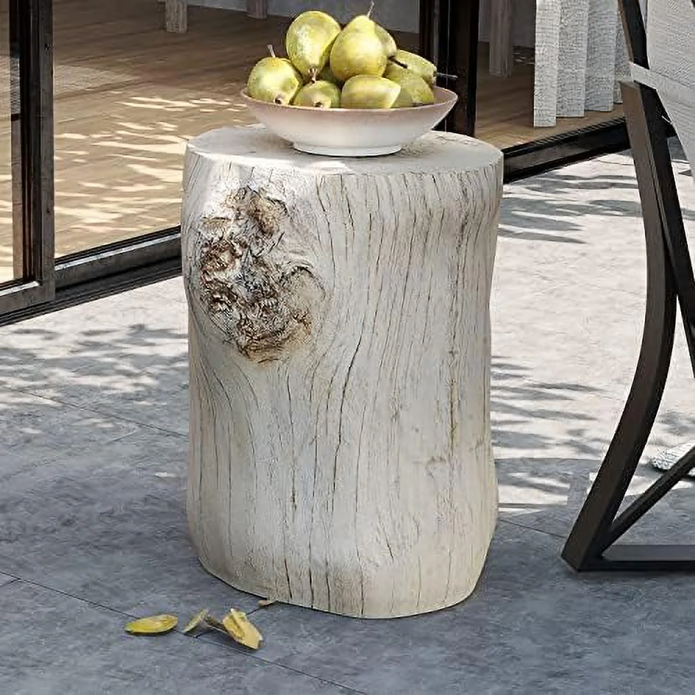 xrboomlife Rustic Stump Side Table  Brown Wood-Look End Table  Stump Accent Side Table Stool for Living Room