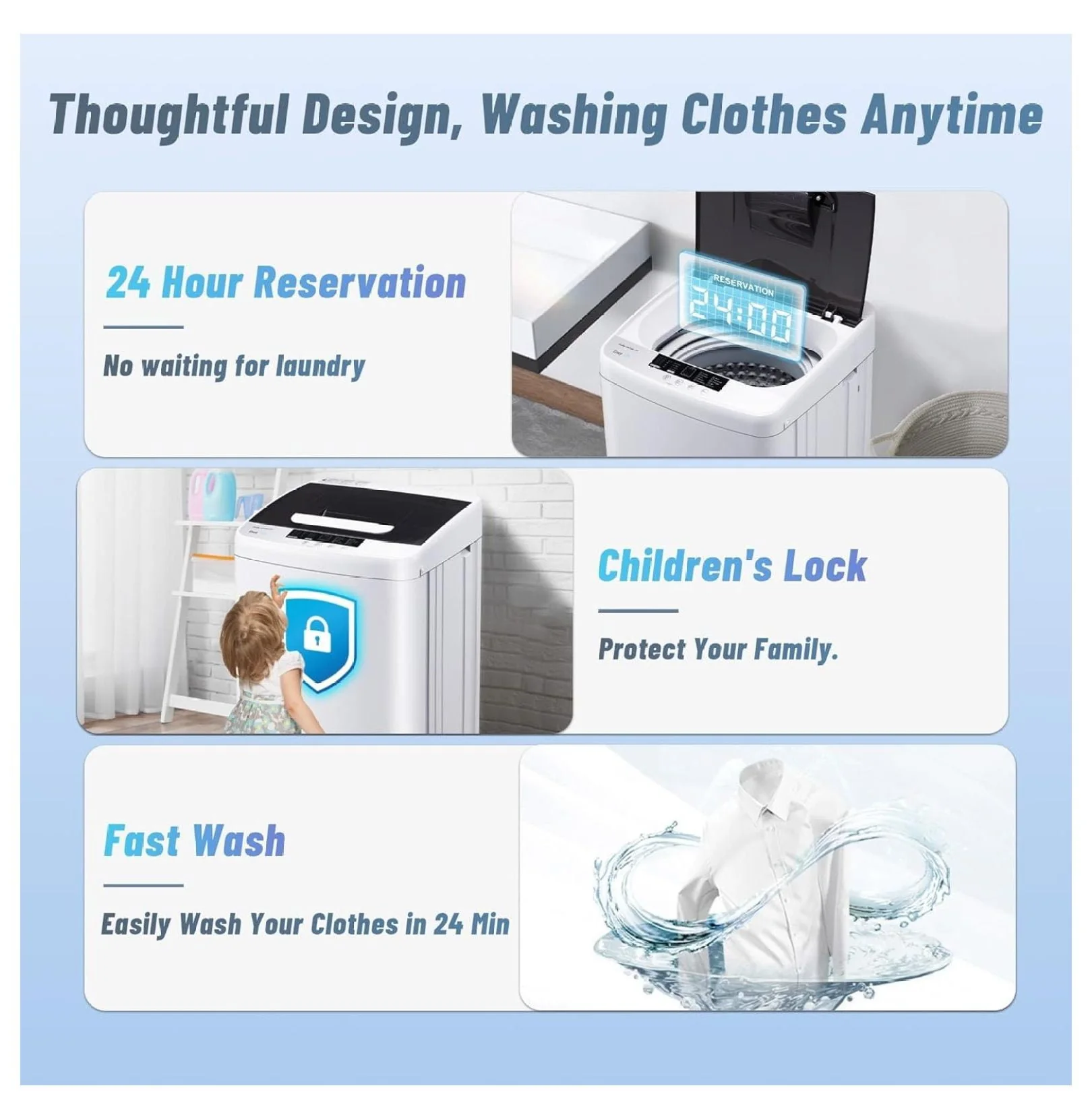 1.34 Cu.Ft Full Automatic Washer and Dryer Combo with Drain Pump, Portable Washing Machine, 10 Wash Program, LED Display